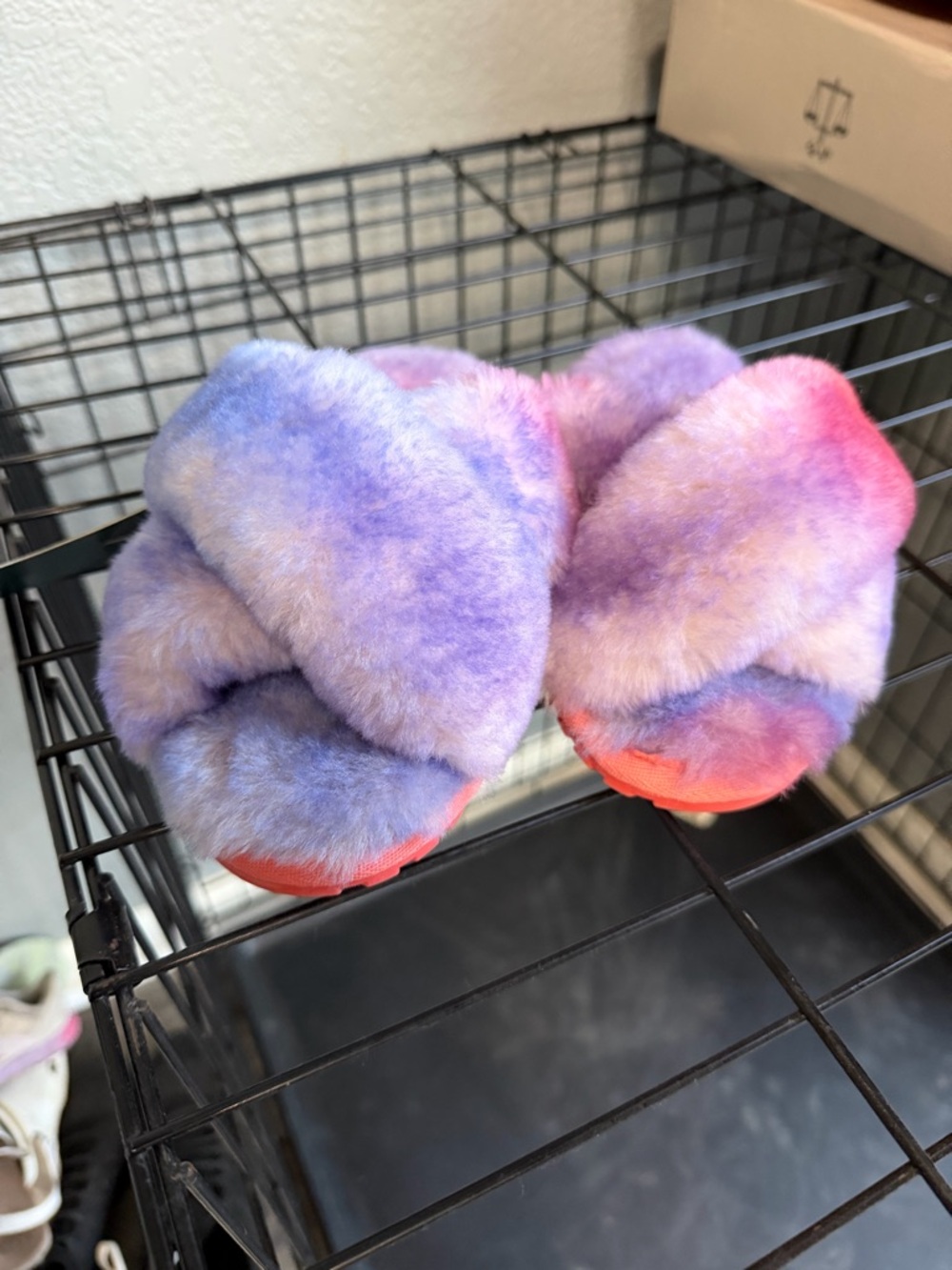 Emu Australia Purple Pink Tie-Dye Sheepskin Cross-Band Slippers
